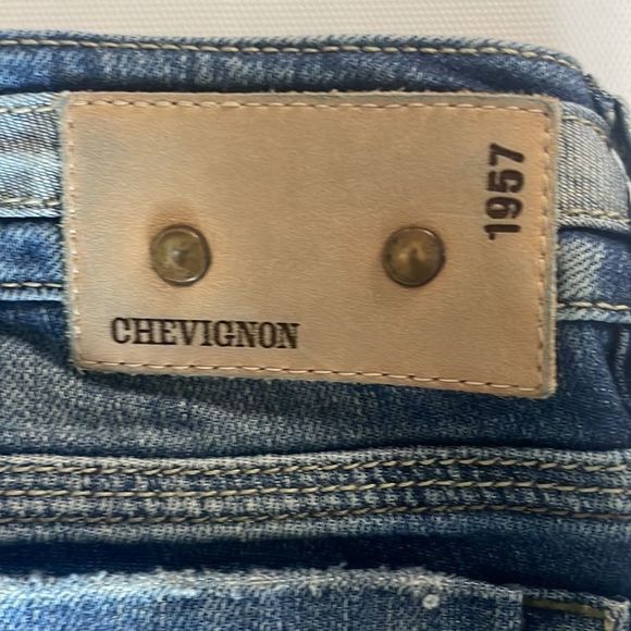 chevignon denim goods jeans size 25 dark blue distressed - Picture 9 of 11